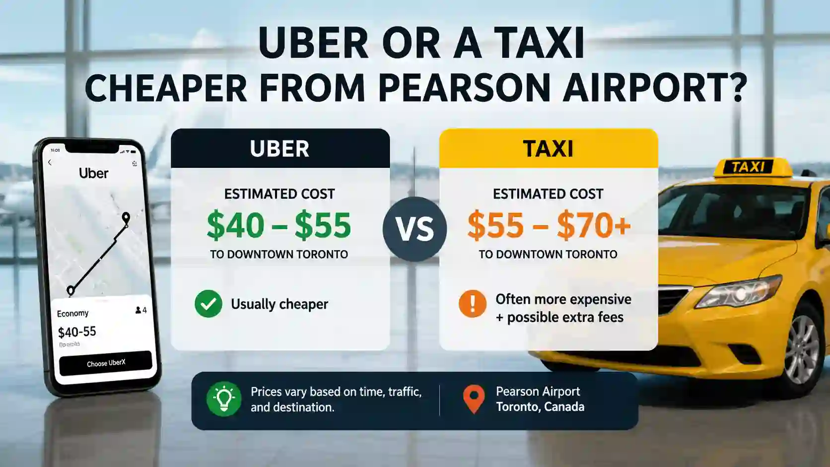 Is Uber Or A Taxi Cheaper From Pearson Airport?